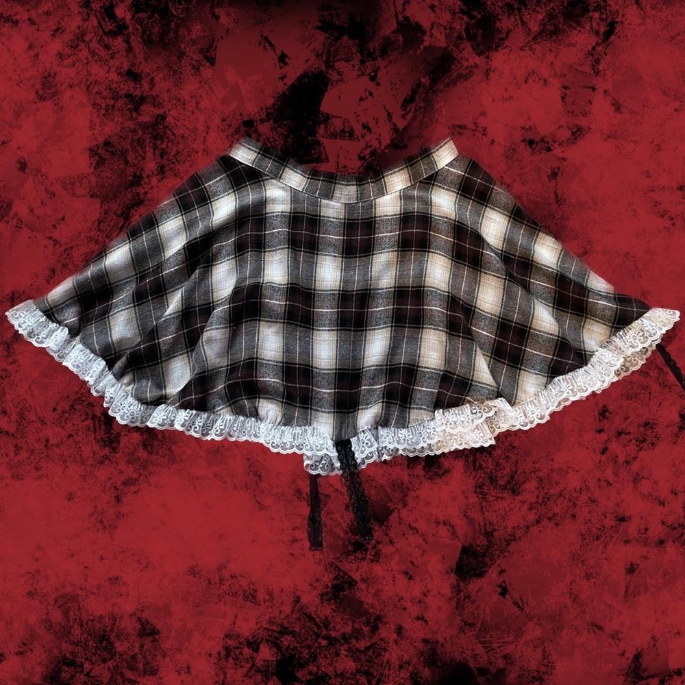 dark academia upcycled brown plaid circle skirt